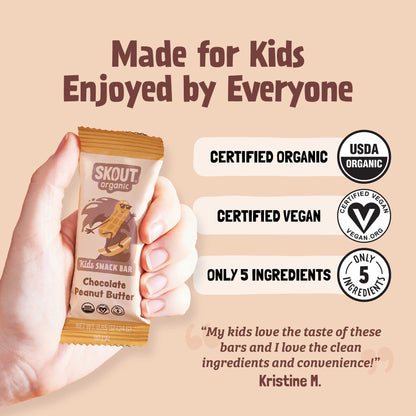 Skout Organic Chocolate Peanut Butter Kids Bar - Vegan America