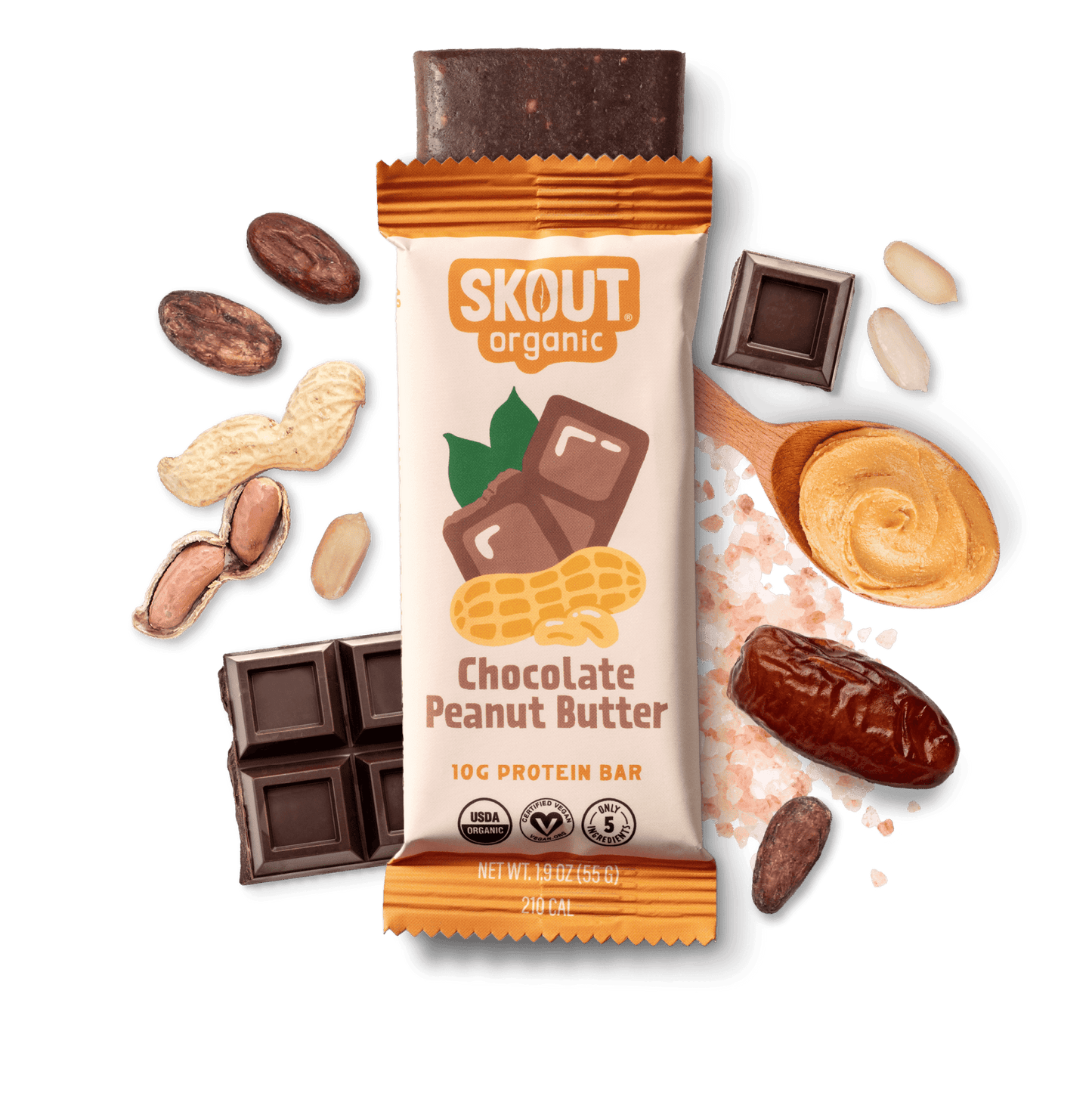 Skout Organic Chocolate Peanut Butter Protein Bar - Vegan America