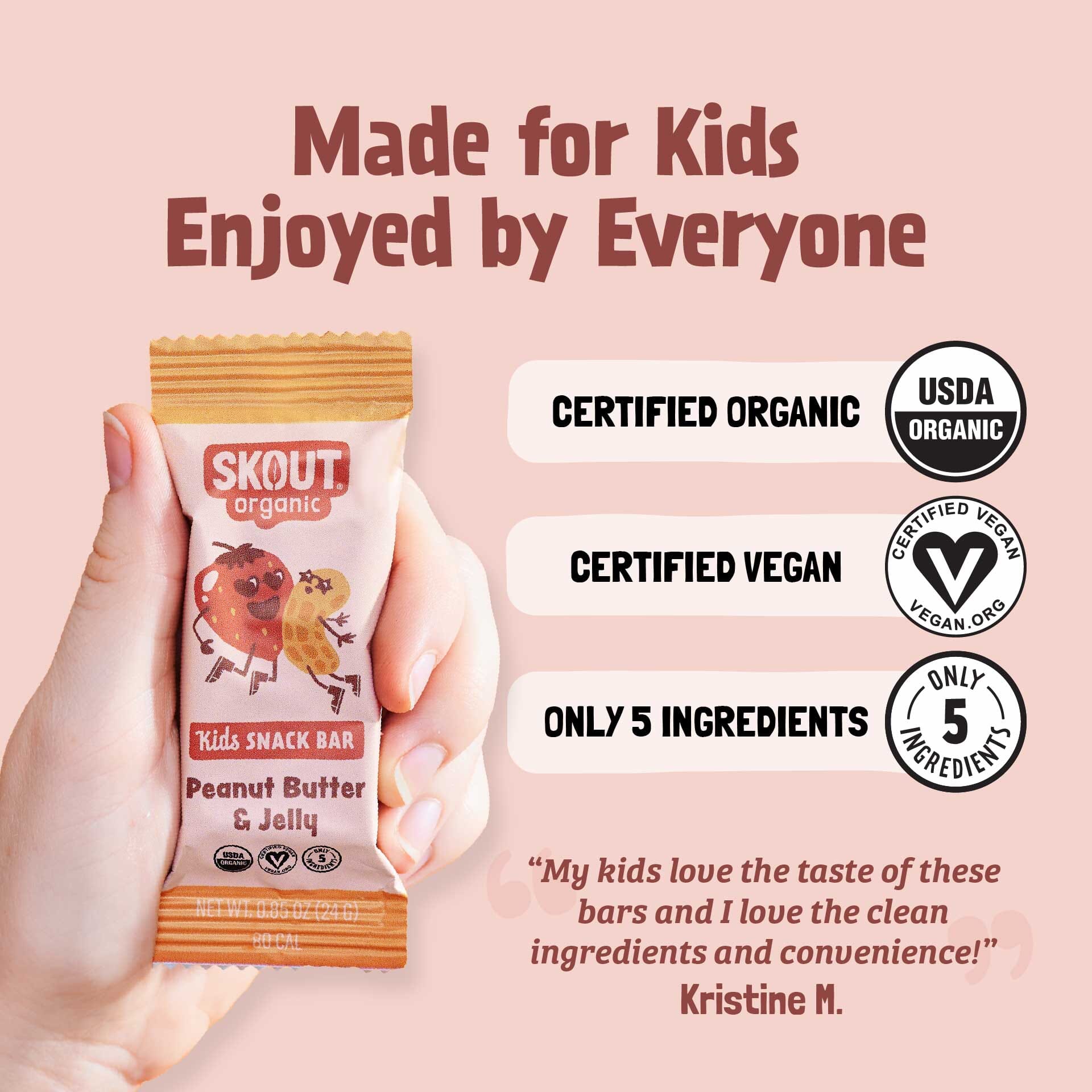 Skout Organic Peanut Butter & Jelly Kids Bar - Vegan America