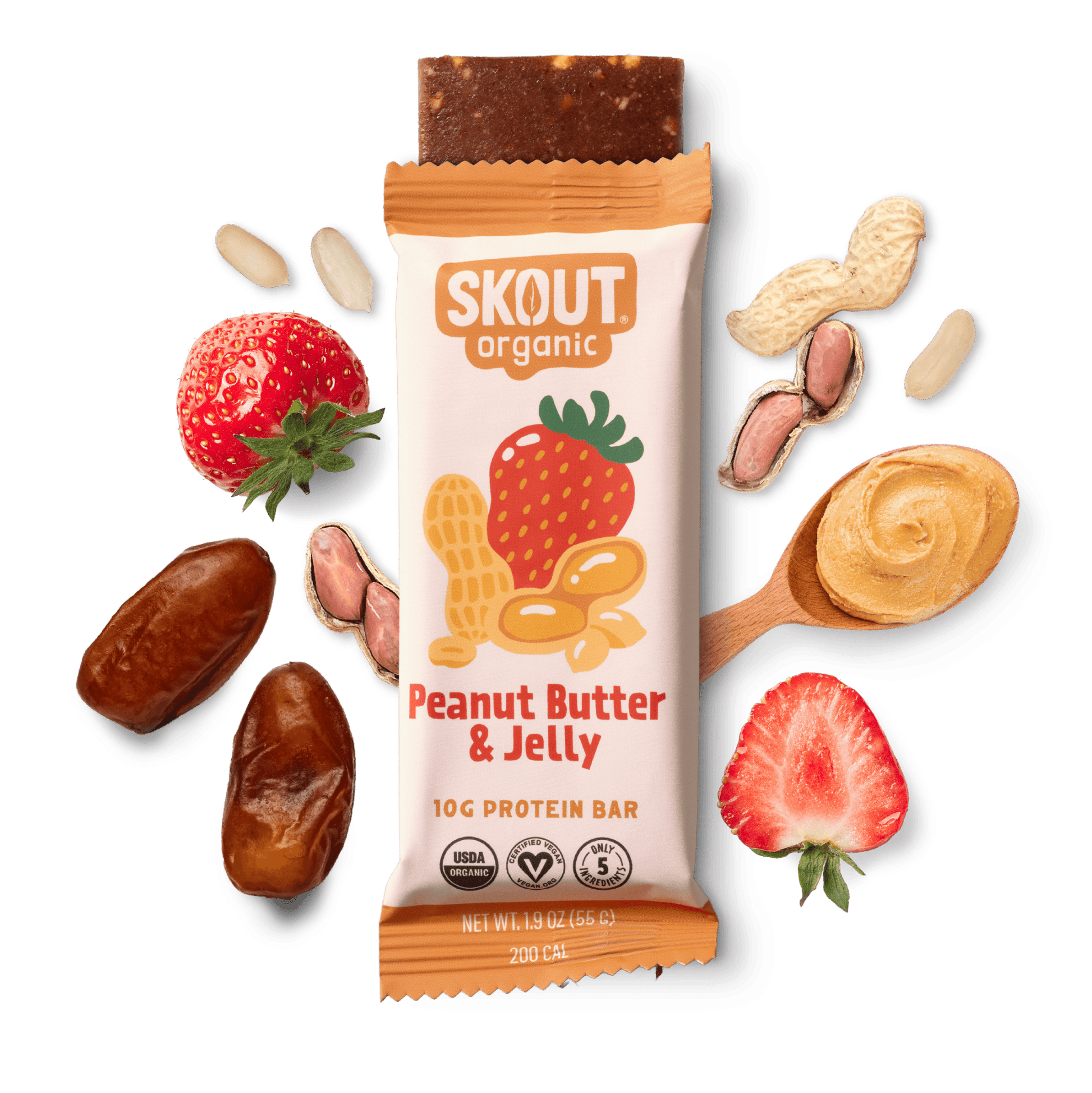 Skout Organic Peanut Butter & Jelly Protein Bar - Vegan America