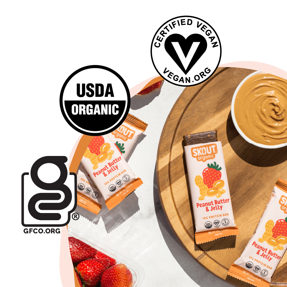 Skout Organic Peanut Butter & Jelly Protein Bar - Vegan America