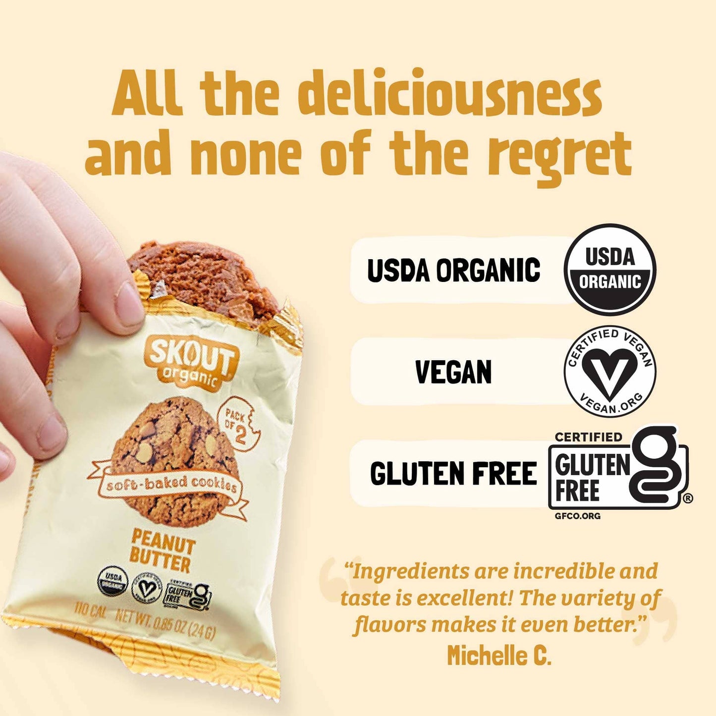 Skout Organic Peanut Butter Soft Baked Cookies - Vegan America
