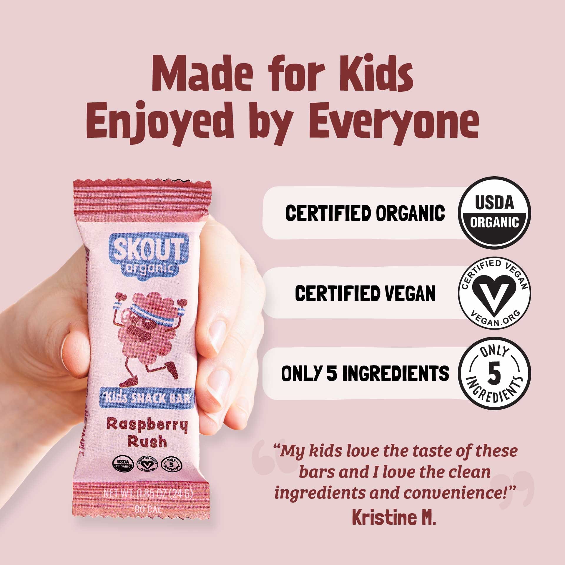 Skout Organic Raspberry Rush Kids Bar - Vegan America