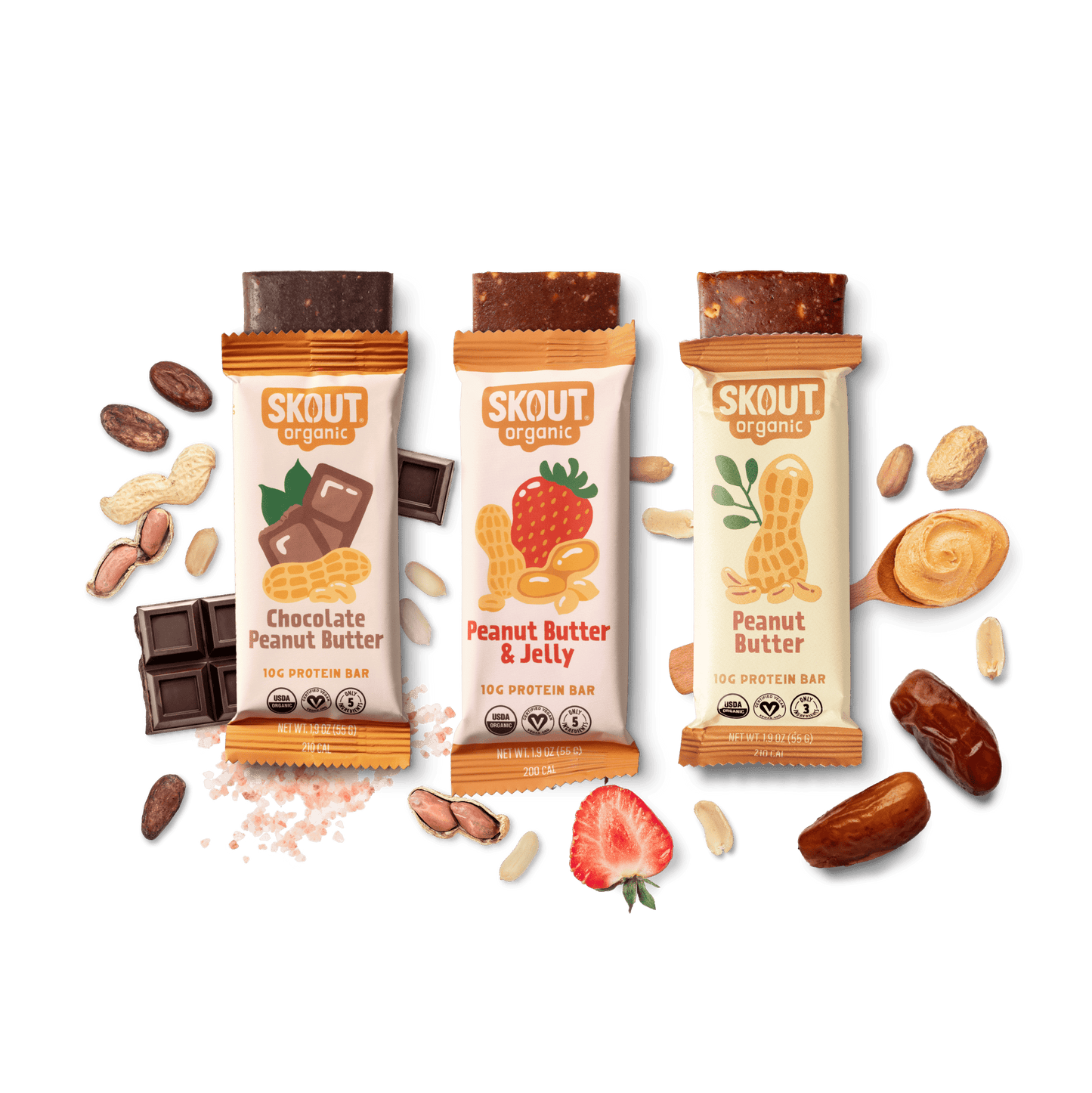 Skout Organic Peanut Butter Protein Bar Bundle - 15 Pack - Vegan America