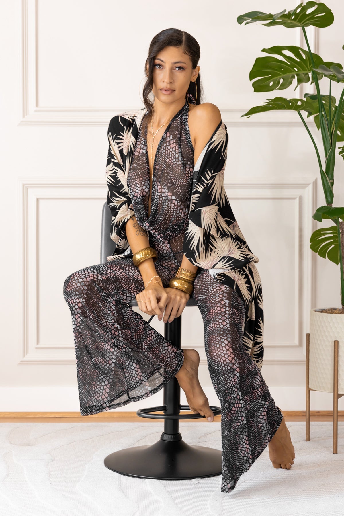 LUNA ROBE - MIDNIGHT PALM