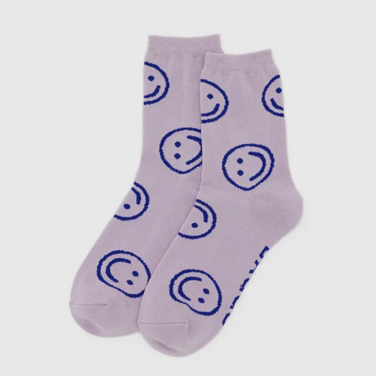 Dusty Pink Happy Crew Socks from BAGGU