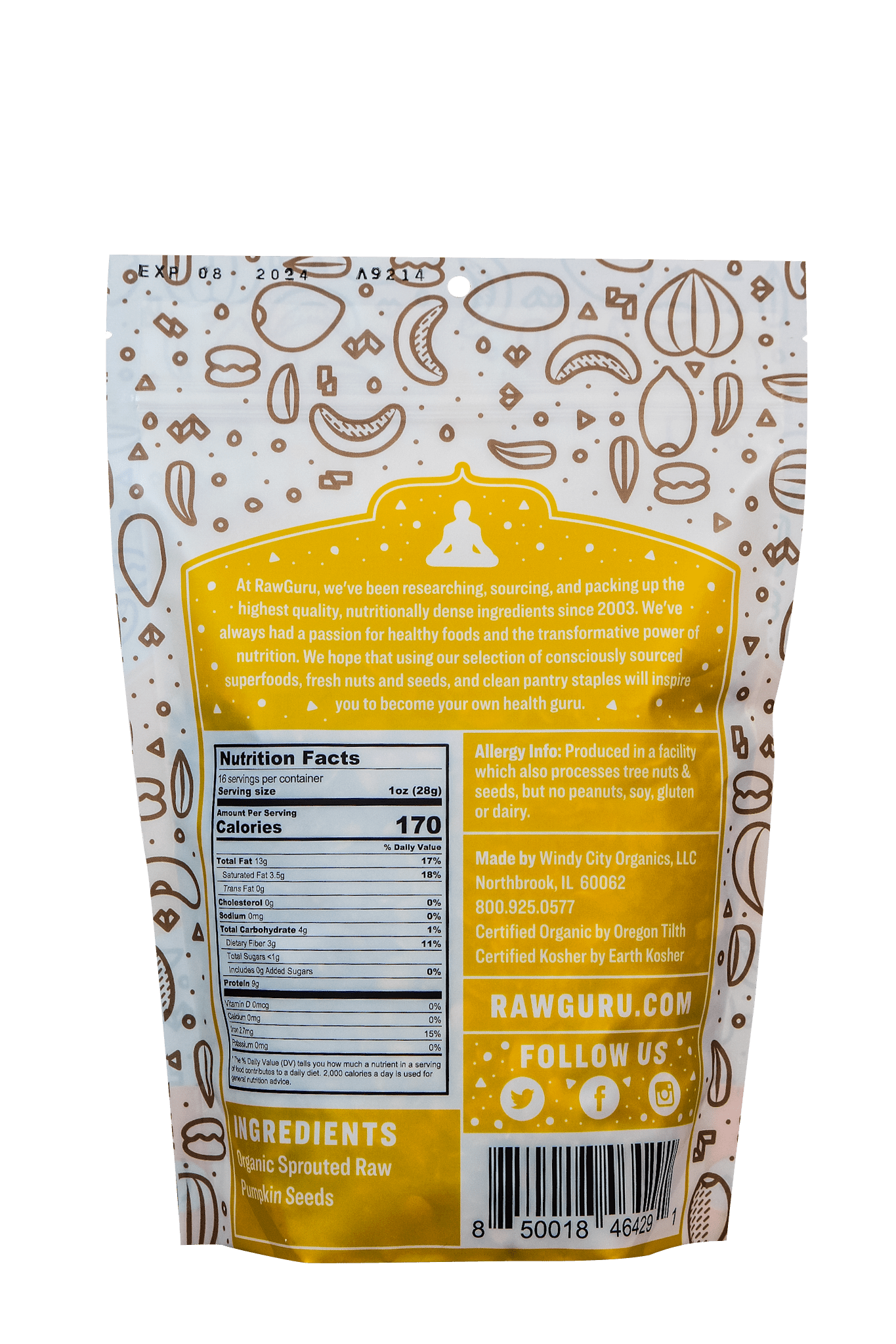 Organic Sprouted Pumpkin Seeds - 16 oz - Vegan America