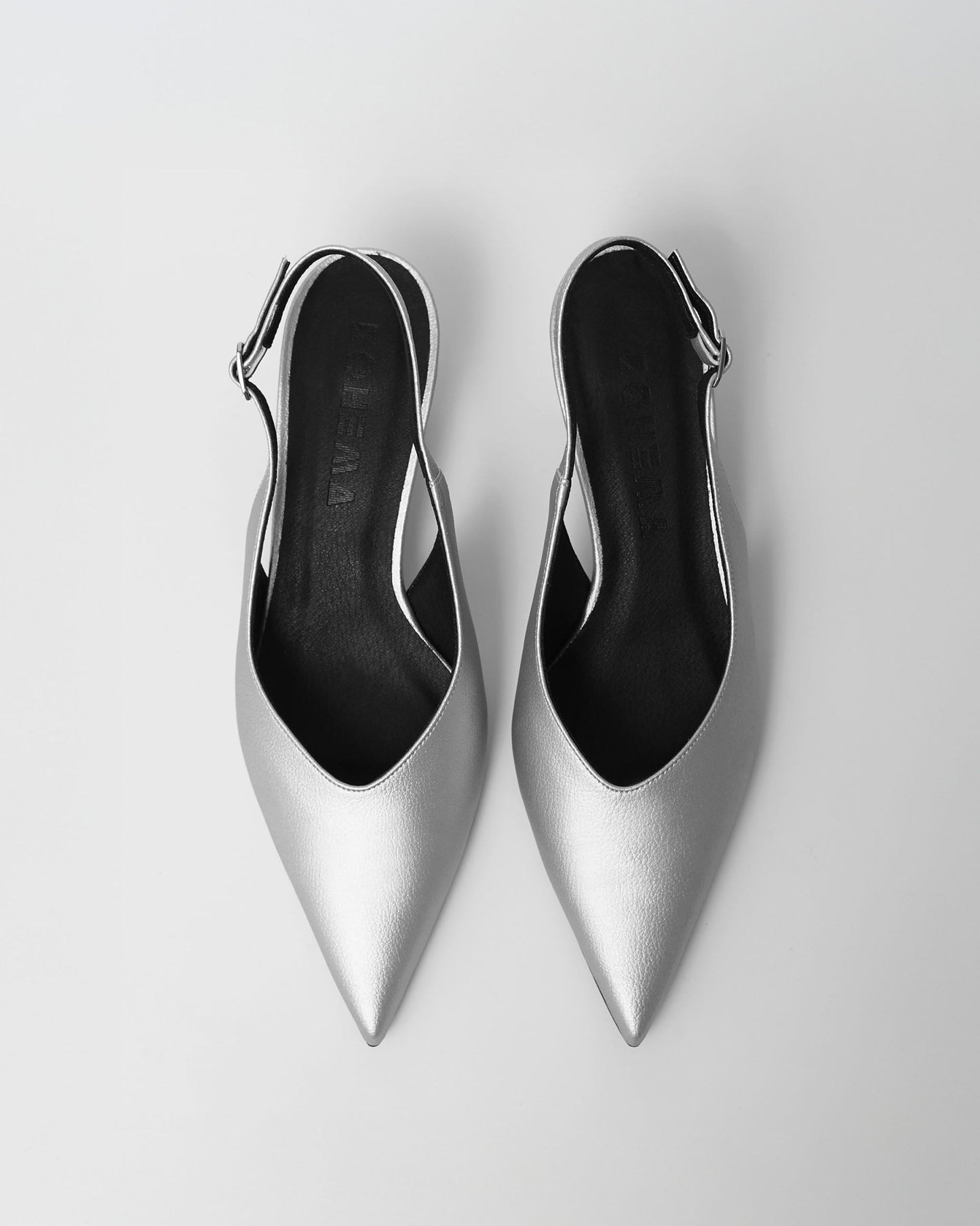 Kitten Heels Silver pointy toe pumps - Vegan America