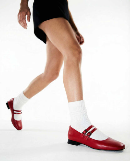 Strawberry Mary Jane Pumps red ballerinas - Vegan America