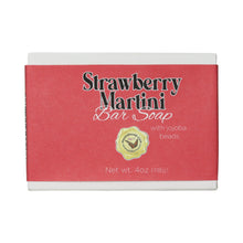 Strawberry Martini bar soap in a white box with a red label
