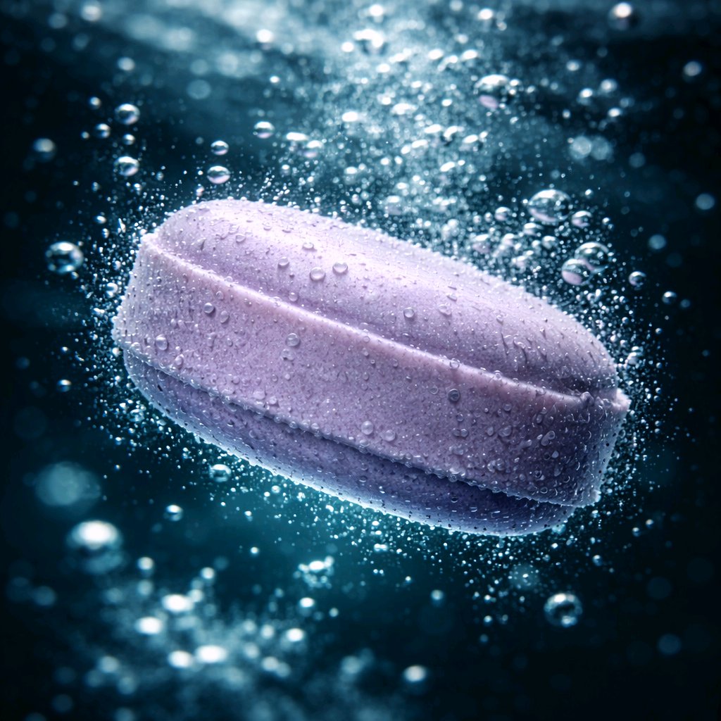 sunset solid shampoo bar splashing down into water