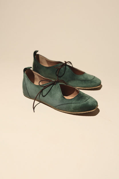 LOUISE (velvet sage) – vegan ballerina flats made from plant - based leather - Vegan America