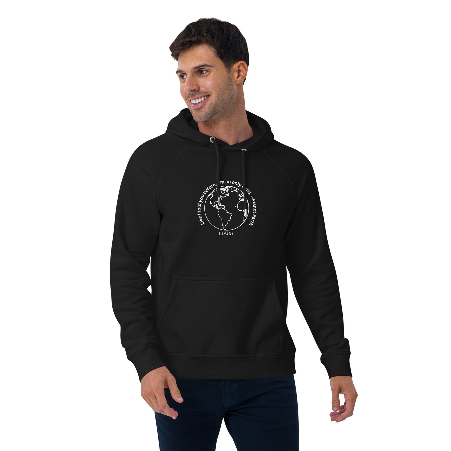 Sustainable "Planet Earth" Unisex Hoodie, Cotton and Recycled Polyester - Vegan America