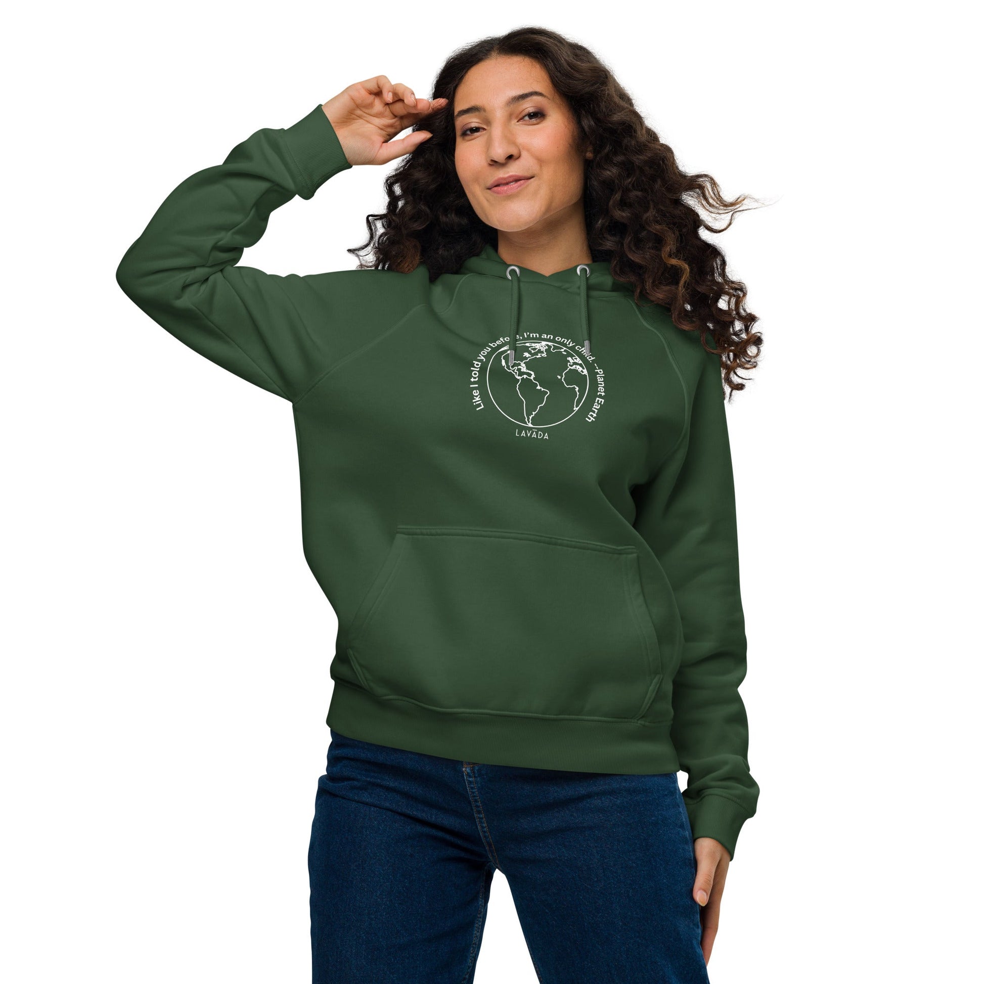 Sustainable "Planet Earth" Unisex Hoodie, Cotton and Recycled Polyester - Vegan America