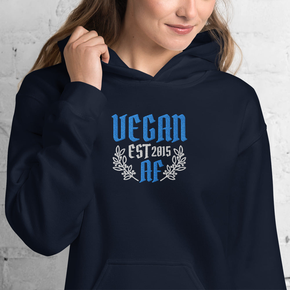 VEGAN AF Est **** CUSTOMIZABLE Embroidered Unisex Hoodie