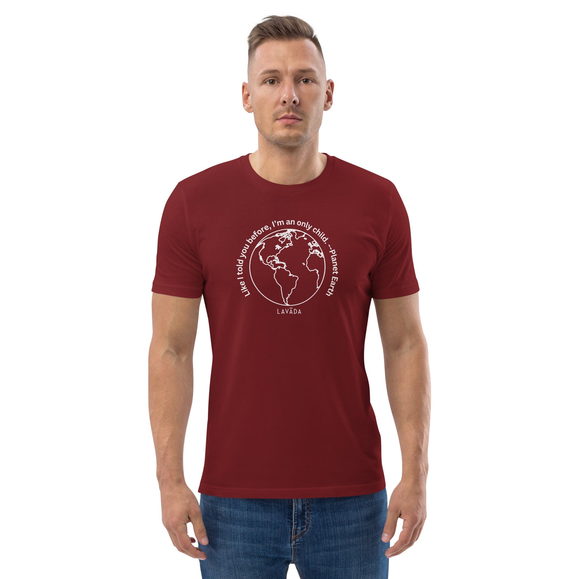 Sustainable T shirt, 100% Organic cotton, 'Planet Earth' Unisex - Vegan America