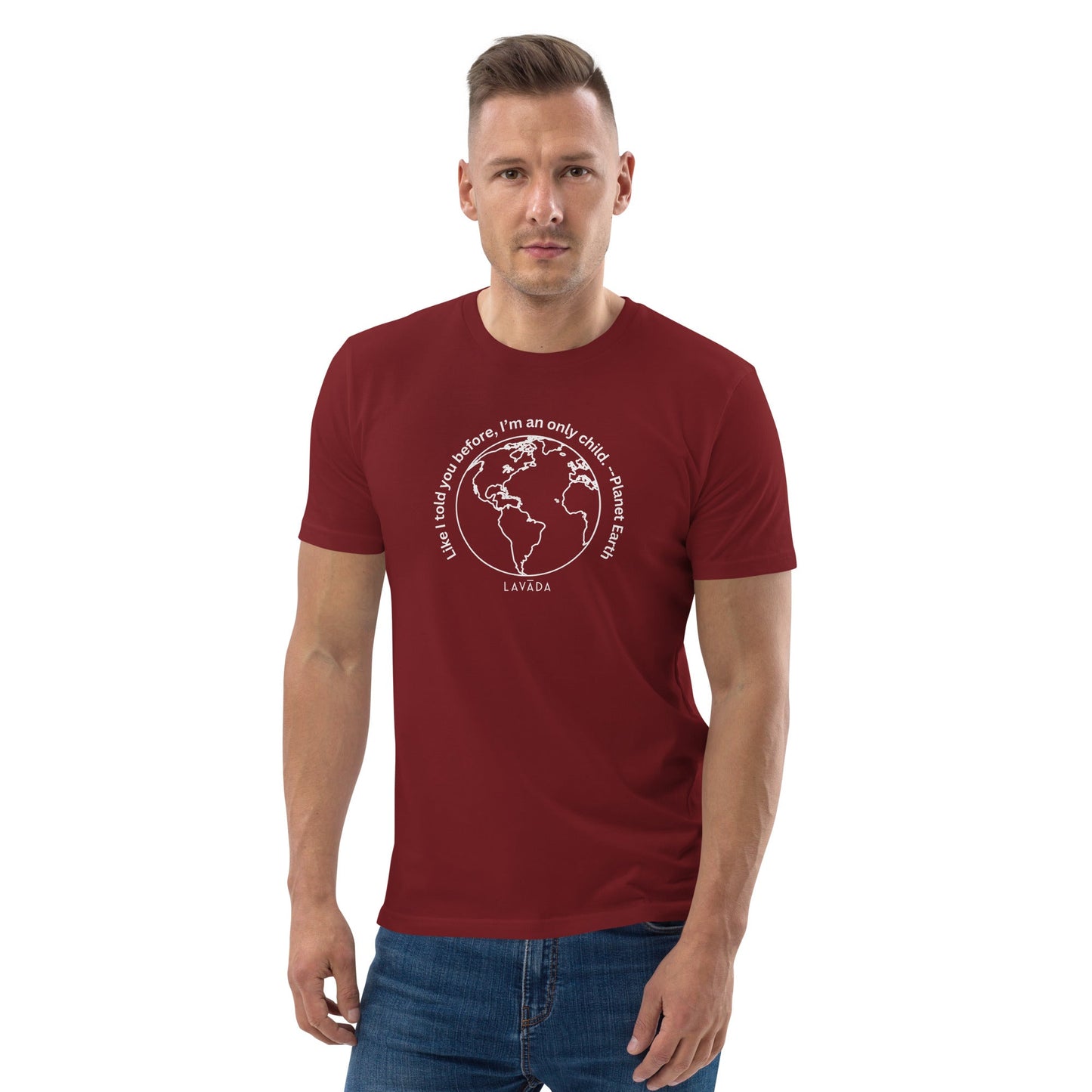 Sustainable T shirt, 100% Organic cotton, 'Planet Earth' Unisex - Vegan America