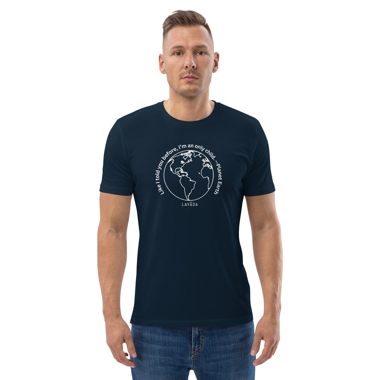 Sustainable T shirt, 100% Organic cotton, 'Planet Earth' Unisex - Vegan America