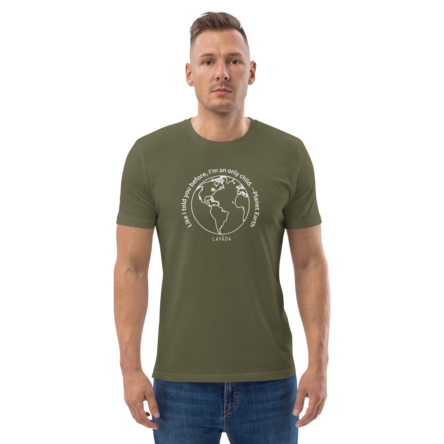 Sustainable T shirt, 100% Organic cotton, 'Planet Earth' Unisex - Vegan America