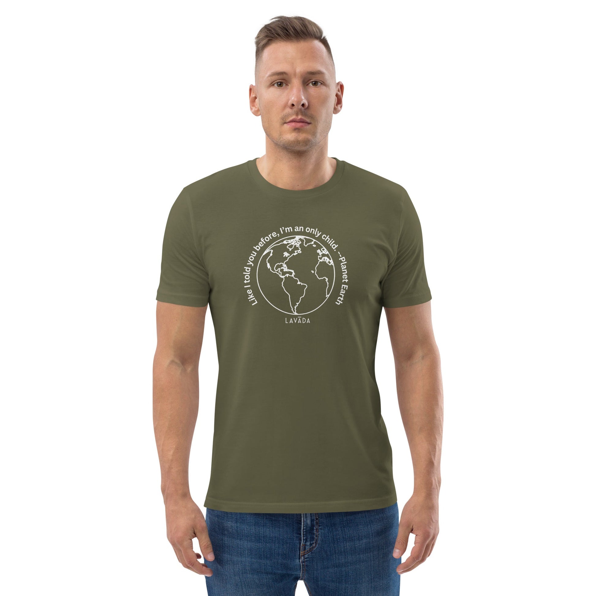 Sustainable T shirt, 100% Organic cotton, 'Planet Earth' Unisex - Vegan America