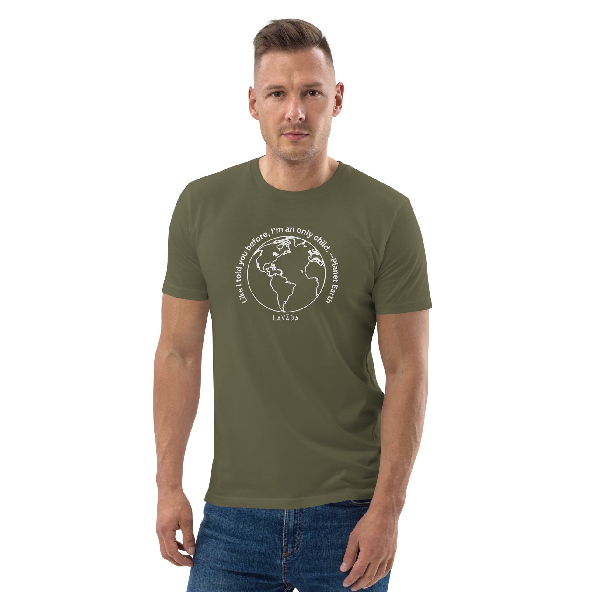 Sustainable T shirt, 100% Organic cotton, 'Planet Earth' Unisex - Vegan America