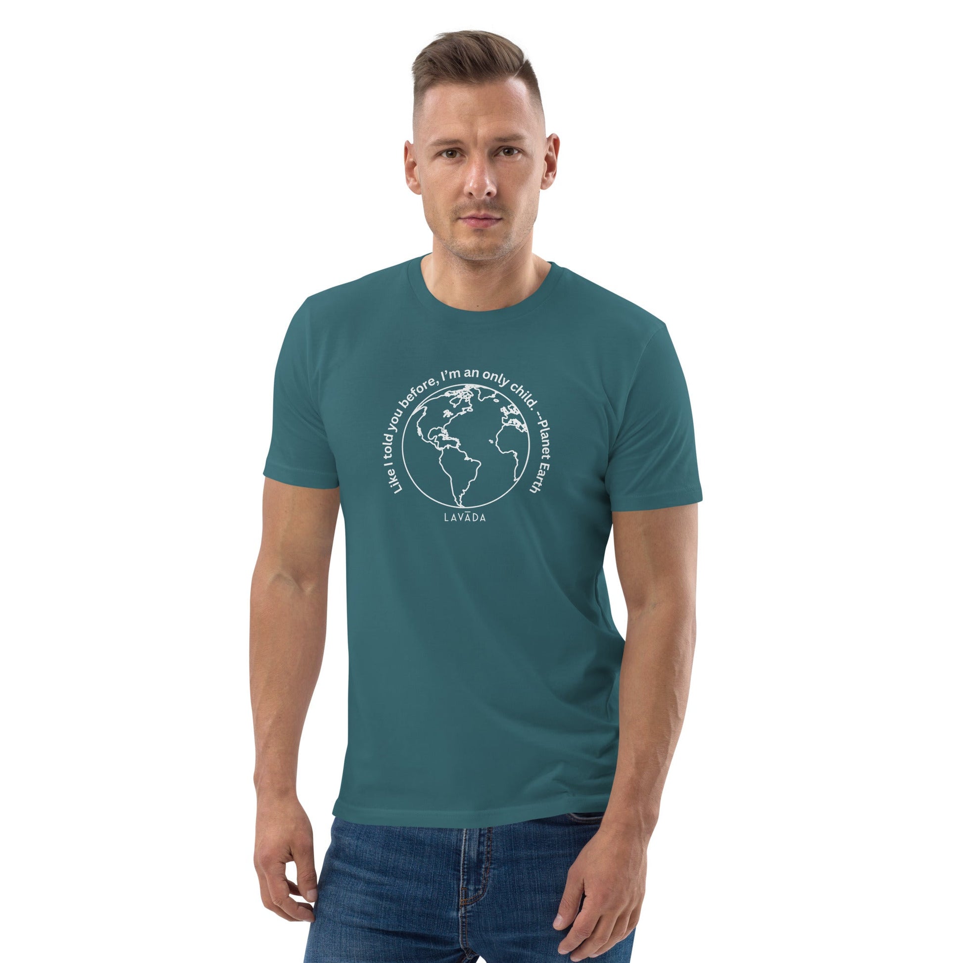 Sustainable T shirt, 100% Organic cotton, 'Planet Earth' Unisex - Vegan America