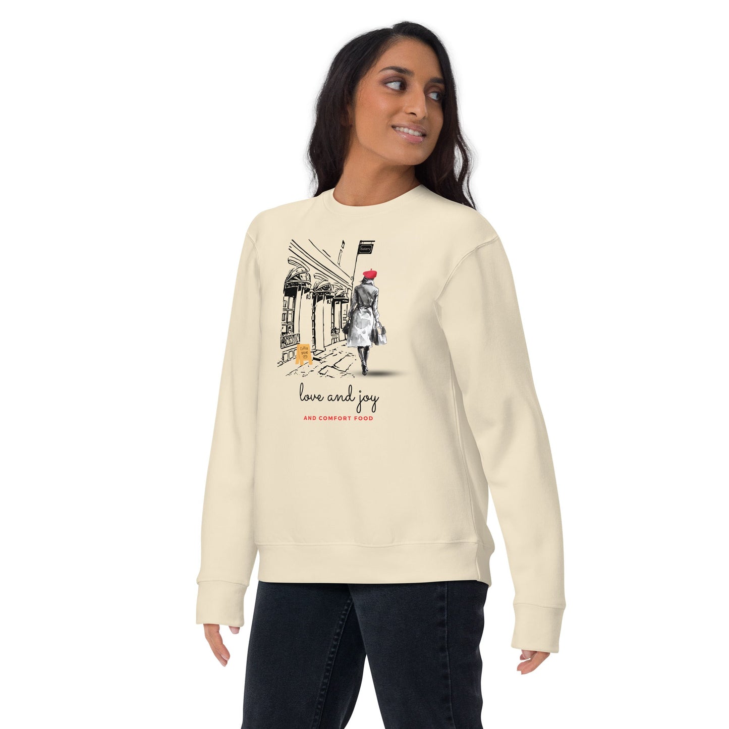 Elegant Holiday Sweatshirt (Love, Joy, Comfort Food) - Vegan America