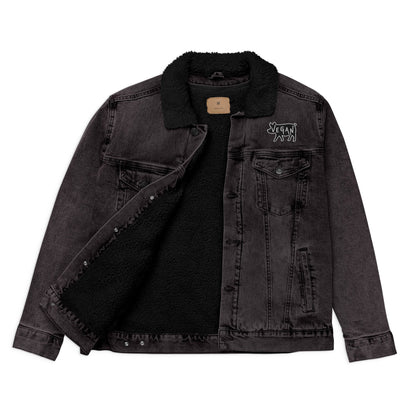 VEGAN For The Animals Embroidered Unisex denim sherpa jacket