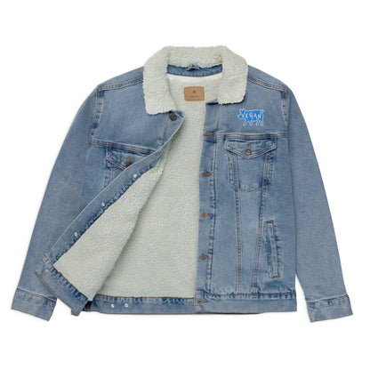 VEGAN For The Animals Embroidered Unisex denim sherpa jacket