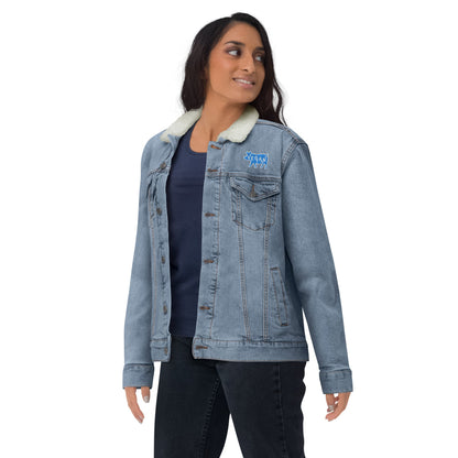 VEGAN For The Animals Embroidered Unisex denim sherpa jacket