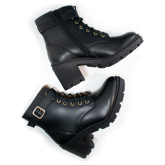 Lace Up Track Sole Booties
