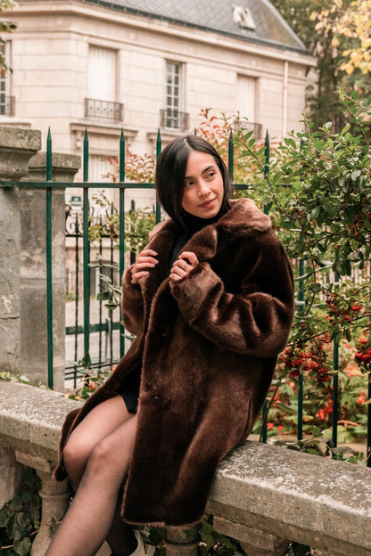 Manteau en Fourrure Vegan Babylone Chocolat - Vegan America