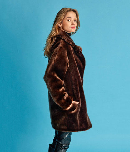 Manteau en Fourrure Vegan Babylone Chocolat - Vegan America