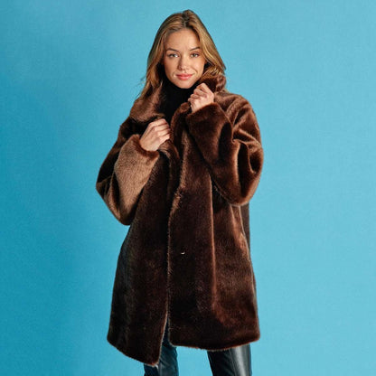 Manteau en Fourrure Vegan Babylone Chocolat - Vegan America