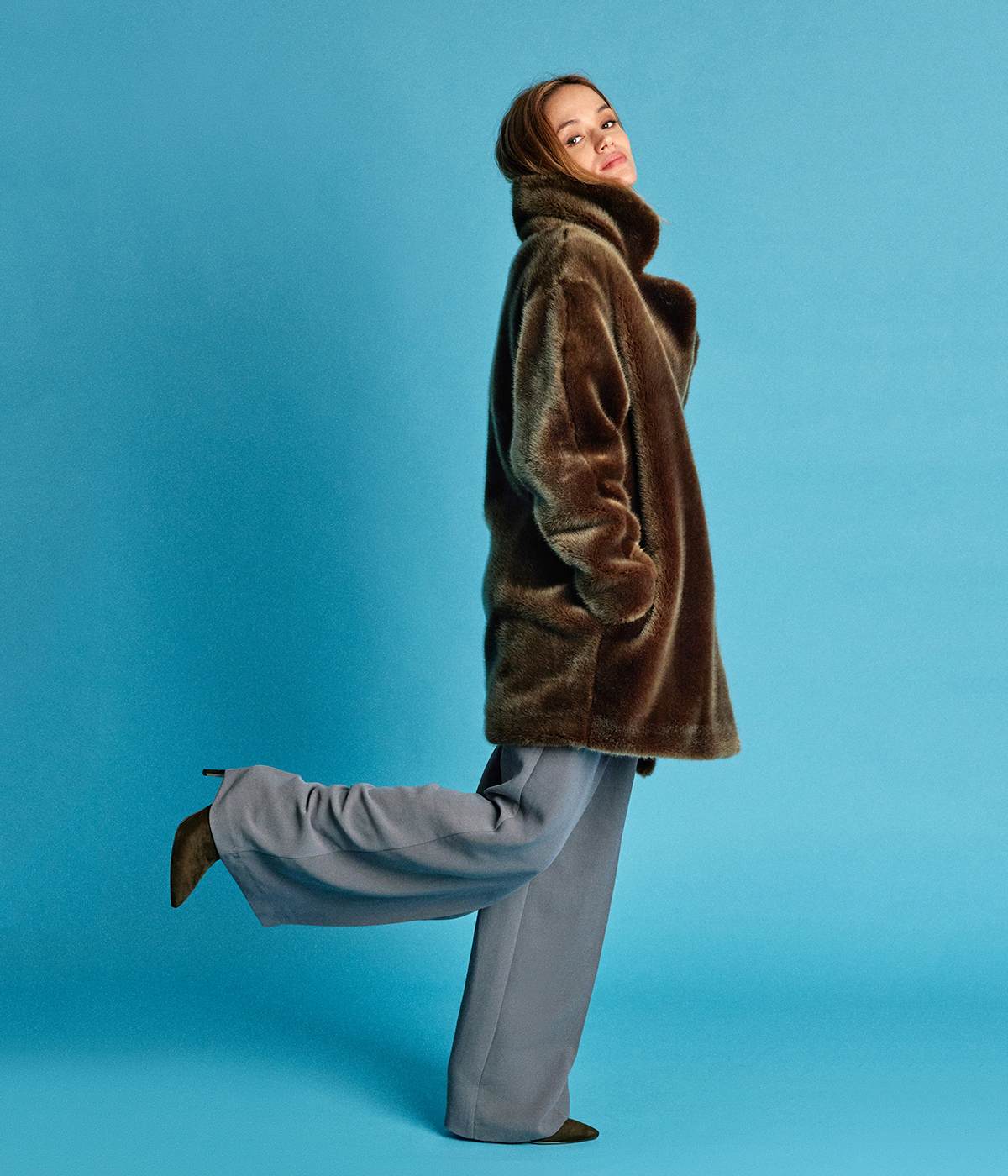 Babylone Ombre Green Vegan Fur Coat - Vegan America