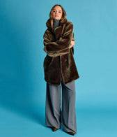 Babylone Ombre Green Vegan Fur Coat - Vegan America