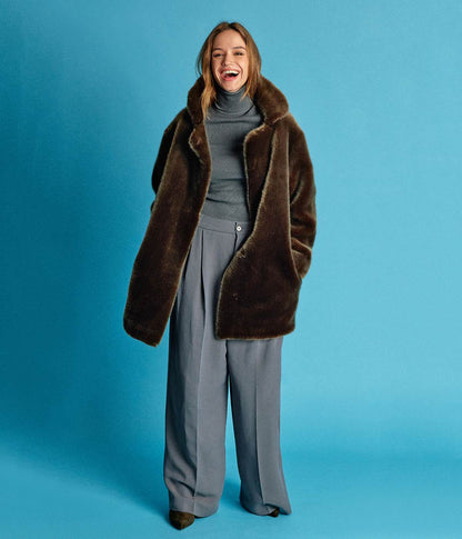 Babylone Ombre Green Vegan Fur Coat - Vegan America