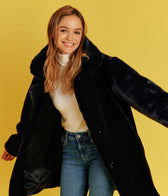 Babylone Midnight Blue Vegan Fur Coat - Vegan America