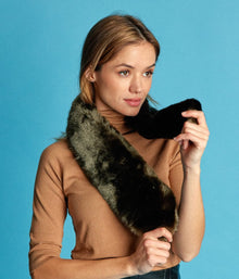 Joséphine Bronze Green Vegan Fur Scarf - Vegan America