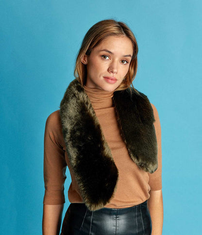 Joséphine Bronze Green Vegan Fur Scarf - Vegan America