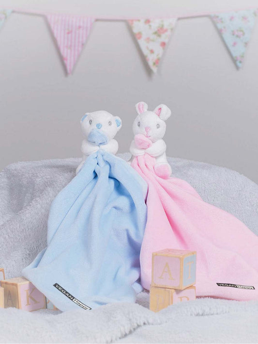 Vegan Babies' Animal Comforter with Rattle | Multiple Colours