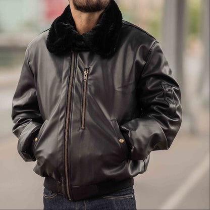 Roland Black Vegan Aviator Jacket (Men) - Vegan America