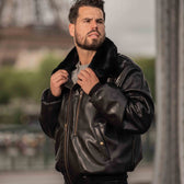 Roland Black Vegan Aviator Jacket (Men) - Vegan America