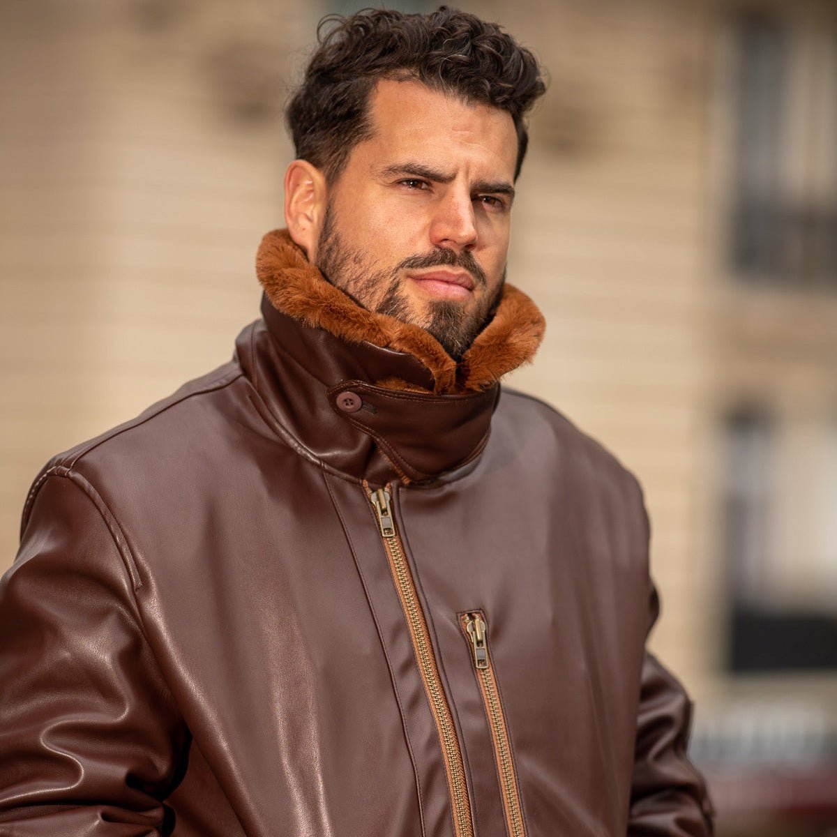 Roland Brown Men’s Aviator Jacket - Vegan America