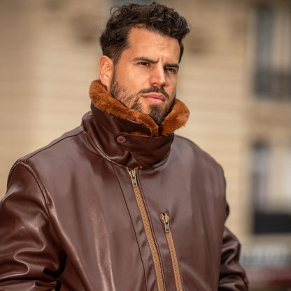 Roland Brown Men’s Aviator Jacket - Vegan America
