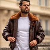Roland Brown Men’s Aviator Jacket - Vegan America