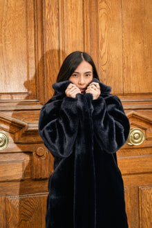 Babylone Midnight Blue Vegan Fur Coat - Vegan America