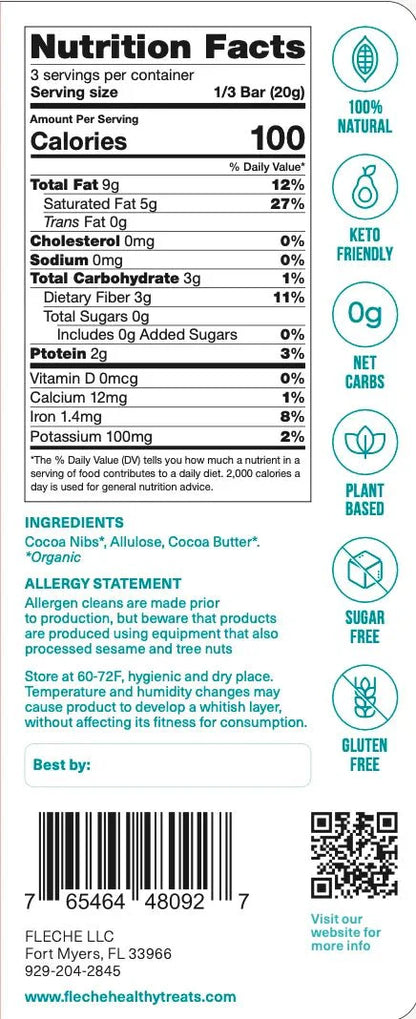 Vegan Sugar Free 76% Dark Chocolate Guatemala | Flèche Healthy Treats