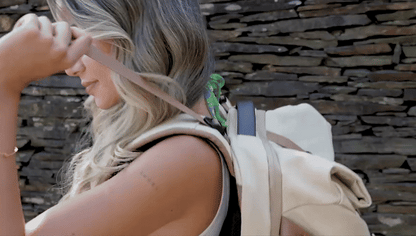 Nomad Hemp Rolltop Backpack in Beige and Green