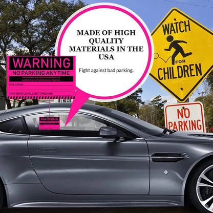 "No Parking Any Time" Pink Very Hard to Remove Parking Stickers - Vegan America
